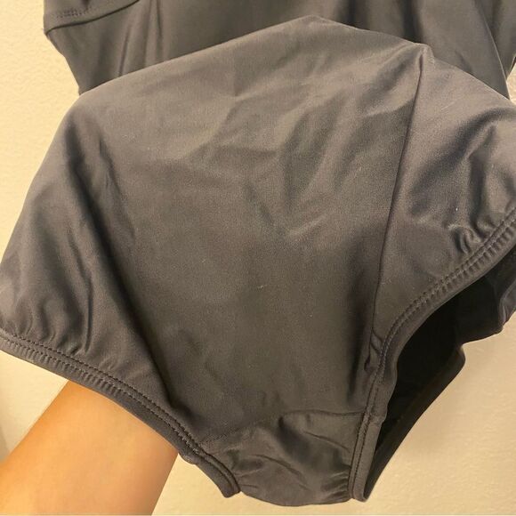 Kona Sol Black Crochet Flounce ruffle High Coverage One Piece Swimsuit L - Picture 6 of 11